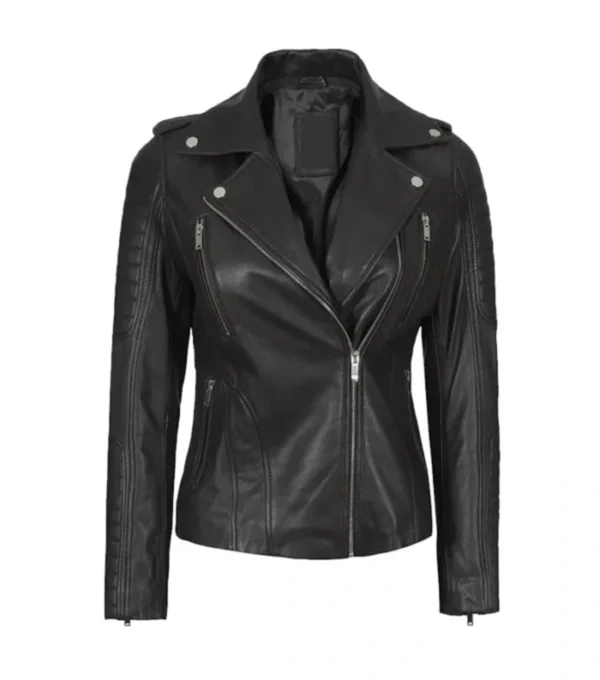 Women's Black Biker Leather Jacket
