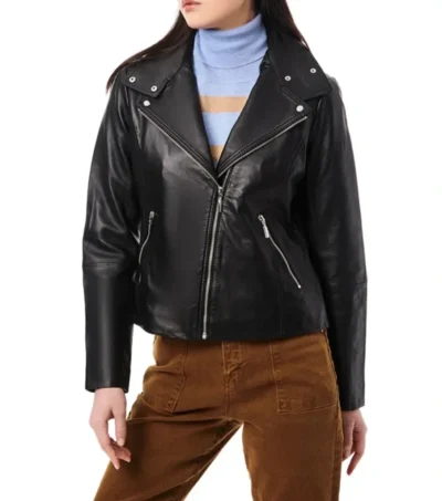 Women’s Black Biker Leather Jacket