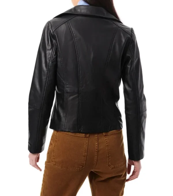 Women’s Black Biker Leather Jacket Backs