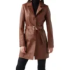 Women’s Brown Leather Trench Coat