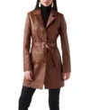 Women’s Brown Leather Trench Coat