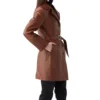 Women’s Brown Leather Trench Coat Side Look