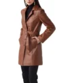 Women’s Brown Leather Trench Coat on Sale