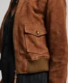 Women’s Brown Suede Leather Bomber Jackets