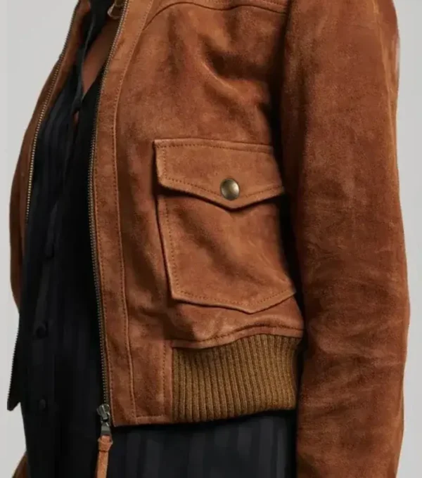 Women’s Brown Suede Leather Bomber Jackets