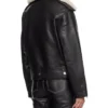 Women's Shearling Collar Leather Biker Jacket Back