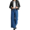 Asymmetrical Zipper Black Leather Jacket For Women Front