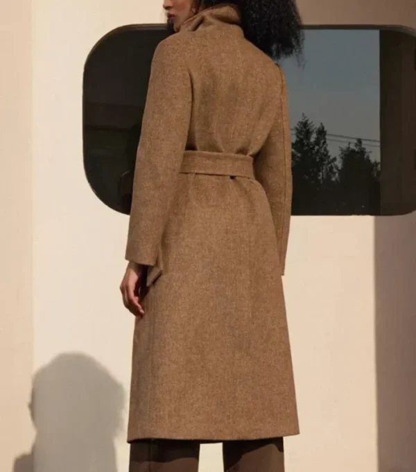Aurellia Brown Wool Belted Overcoat Jacket Back