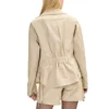 Beige Biker Style Leather Jacket Back