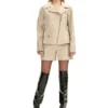 Beige Biker Style Leather Jacket Sale