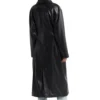 Black Belted Leather Long Coat For Women Back