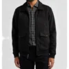 Black Bomber Suede Leather Jacket