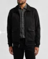 Black Bomber Suede Leather Jacket