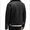 Black Leather Jacket with Black Fur Lining Back
