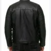 Black Leather Jacket with Quilted Shoulder Back