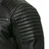 Black Leather Jacket with Quilted Shoulder Pic