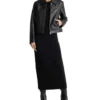 Black Leather Jacket with Shirt Style Collar Front