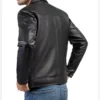 Black Zipper Leather Jacket for Men Back