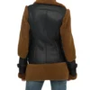 Black and Brown Shearling Aviator Leather Jacket Back
