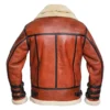 Bravonek Red B3 Aviator Leather with Belted Collar Jacket Back