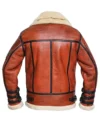 Bravonek Red B3 Aviator Leather with Belted Collar Jacket Back