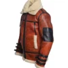 Bravonek Red B3 Aviator Leather with Belted Collar Jacket on Sale