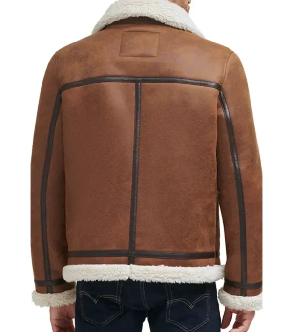 Brown B3 Aviator Jacket with White Fur Back