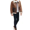 Brown B3 Aviator Jacket with White Fur Front