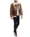 Brown B3 Aviator Jacket with White Fur Front