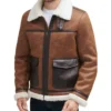 Brown B3 Aviator Jacket with White Fur Front