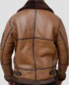 Brown B3 Leather Jacket Men With Fur Lining Back