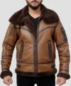 Brown B3 Leather Jacket Men With Fur Lining Front