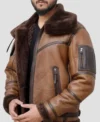 Brown B3 Leather Jacket Men With Fur Lining on Sale