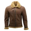 Brown B3 Leather Jacket with Tan Shearling Fur