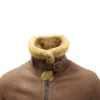 Brown B3 Leather Jacket with Tan Shearling Fur Front