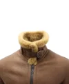 Brown B3 Leather Jacket with Tan Shearling Fur Front