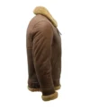 Brown B3 Leather Jacket with Tan Shearling Fur Side