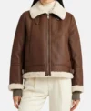 Brown B3 Leather Jacket with White Shearling