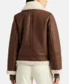 Brown B3 Leather Jacket with White Shearling Back