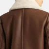Brown B3 Leather Jacket with White Shearling Back Look
