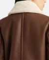 Brown B3 Leather Jacket with White Shearling Back Look