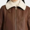 Brown B3 Leather Jacket with White Shearling Front