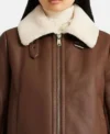 Brown B3 Leather Jacket with White Shearling Front