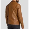 Brown Biker Leather Jacket with Zipper Closure Back