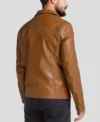 Brown Biker Leather Jacket with Zipper Closure Back