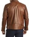 Brown Cafe Racer Leather Jacket For Men Back