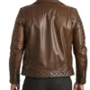 Brown Quilted Shoulder Motorcycle Jacket Back