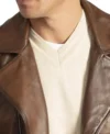 Brown Quilted Shoulder Motorcycle Jacket Look