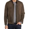 Brown Suede Cafe Racer Leather Jacket