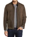Brown Suede Cafe Racer Leather Jacket